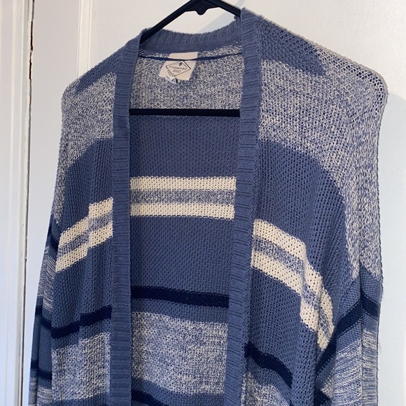 St. John’s Bay striped knit duster cardigan sweater with pockets - Picture 2 of 6